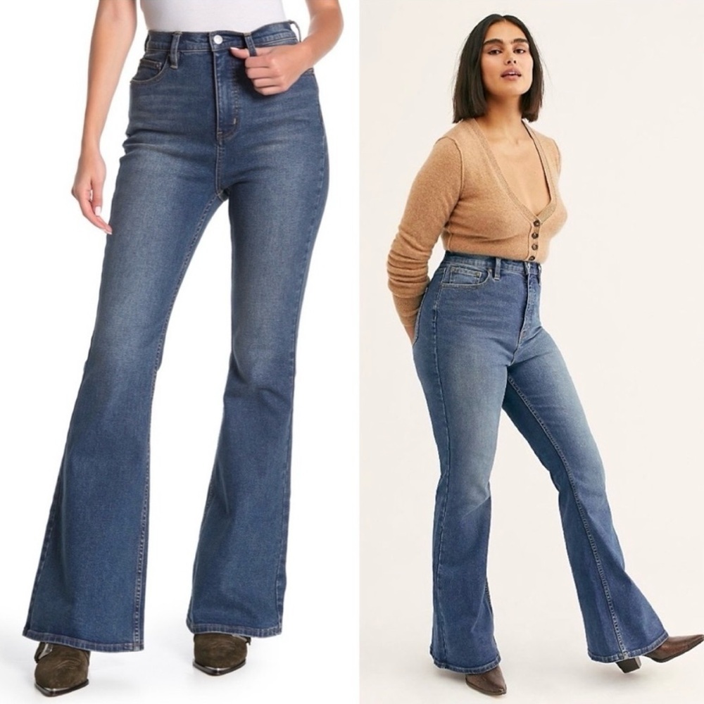 We The Free Size 28 CRVY Robin Flare Stretch Jeans in Spokane Medium Blue Wash
